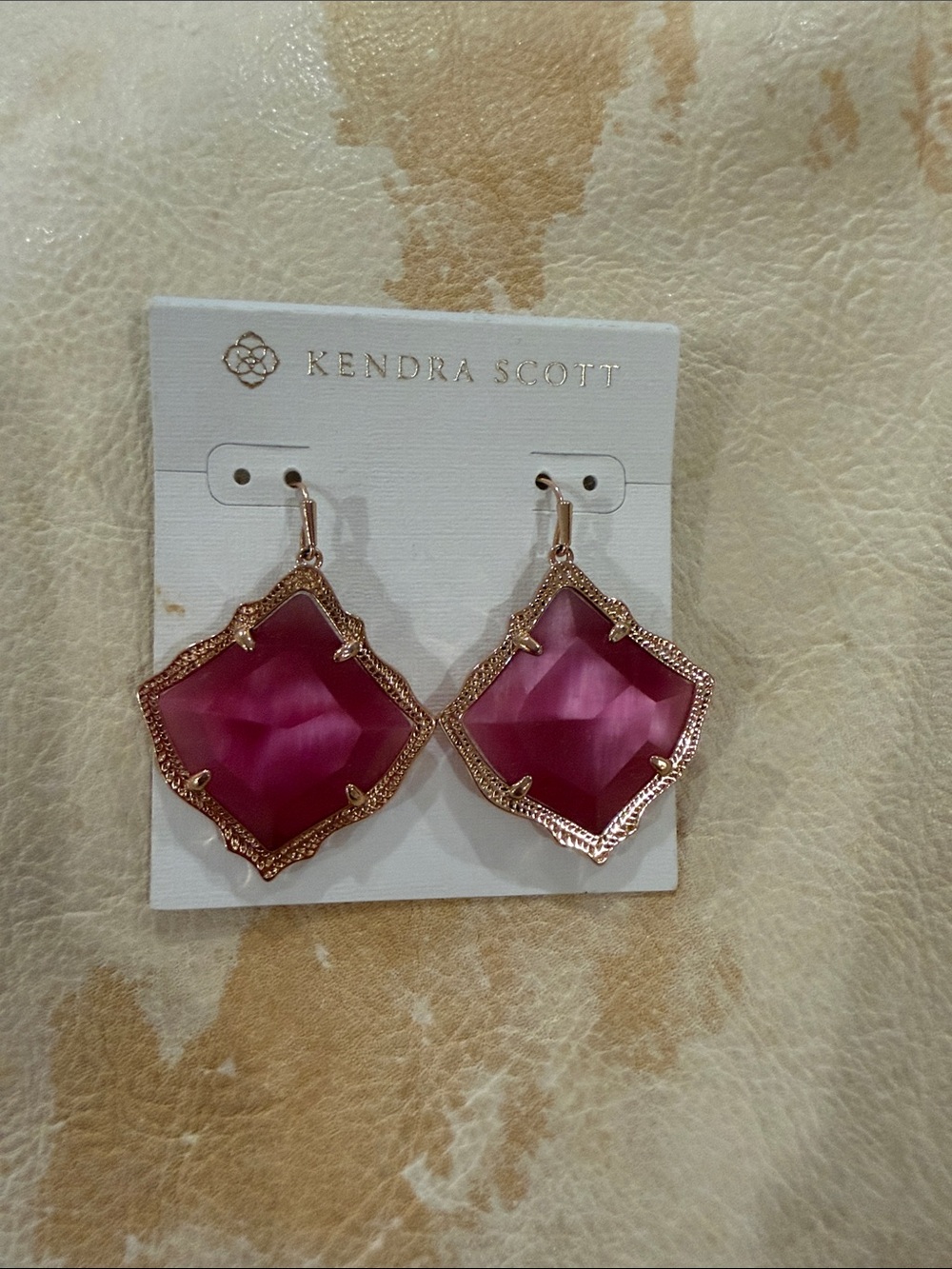 Kendra Scott Fuchsia Rose Gold Statement Drop Earrings